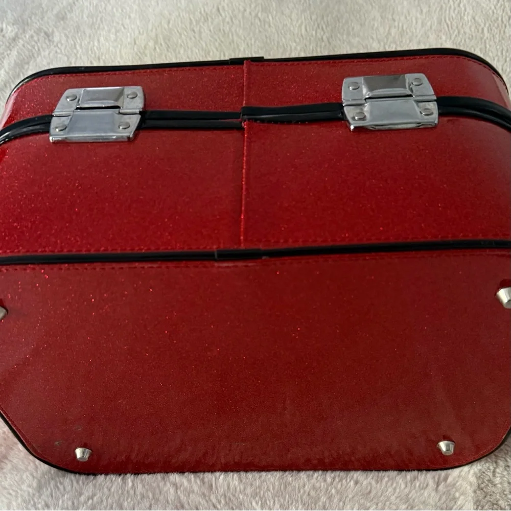 VTG Y2K LUX de VILLE * GO GO Pin-Up Vanity Case Sparkly Cherry Retro Red NOS ππ - Picture 9 of 9